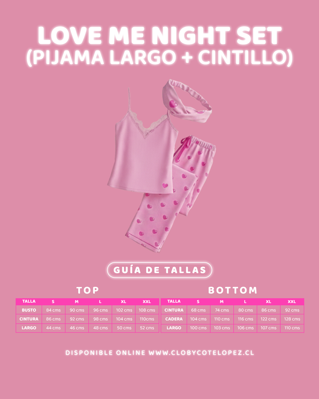 Love Me Night Set - Pijama largo + cintillo 💕
